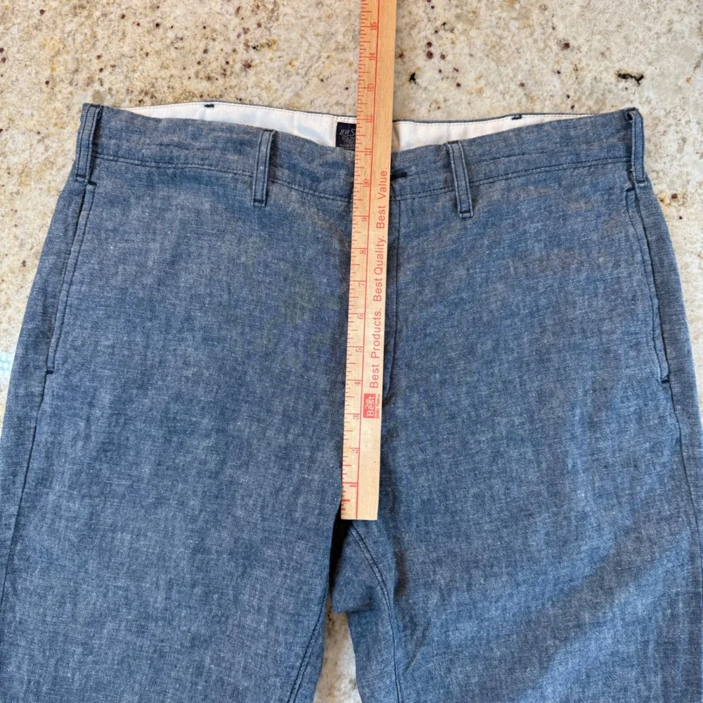 Levi Strauss Mens Blue Linen Cotton Blend Chambray Chino Trousers Pants 34x31